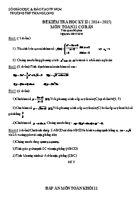 Đề kiểm tra học kỳ II môn Toán 11 (cơ bản)